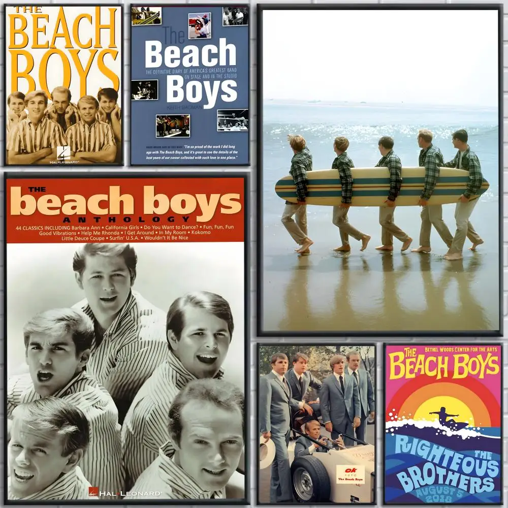 Das B-Beach Boys Rockband-Poster, HD-Kunst, selbstklebende Wanddekoration, wasserfest, für Zuhause, Wohnzimmer, Schlafzimmer, Bar, ästhetische Dekoration
