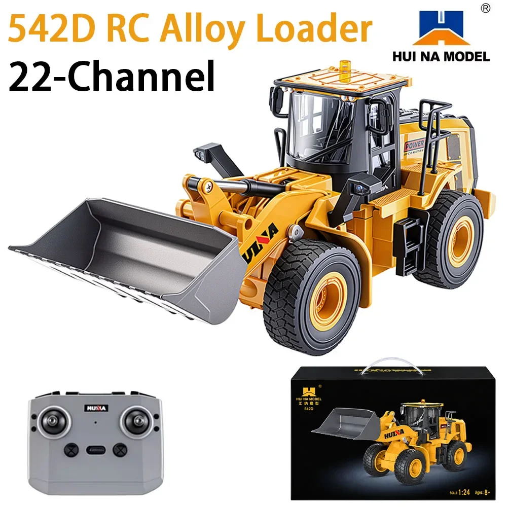 HUINA 22CH 542D 1/24 RC Alloy Loader Truck 2.4GHz LED Light Remote Control Engineering Vehicle Model Toy Christmas Gift