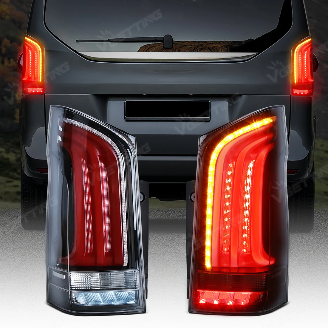 

Upgrade Clear Shell LED Tail Light Assembly For Benz Vito V220D V250 V260 V300 W447 2016-2024 Left/Right Rear Brake Taillamp 12V