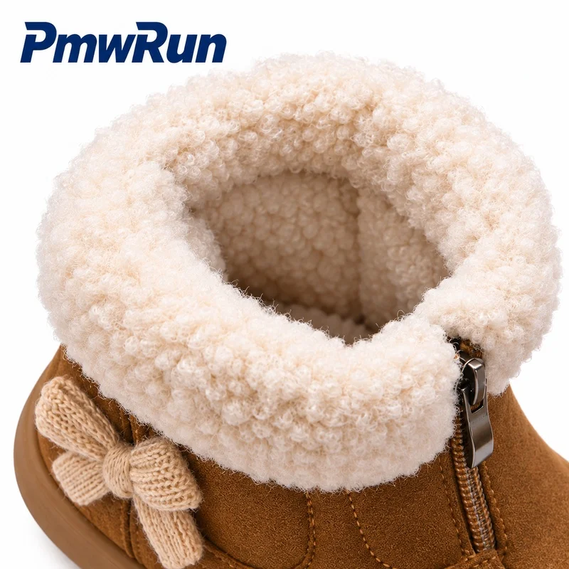 Faux Fur Winter Boots For Girls Korean Style Trend Fashion Children's Plush Footwear Anti-slippery Waterproof Padded Cotton Shoe
