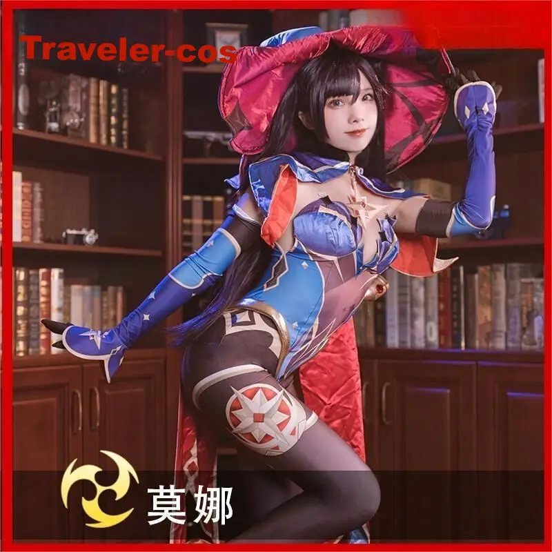 

Traveler-cos Anime Game Genshin Impact Mona Suit Cosplay Costume Uniform Halloween Carnival Party Role Play Outfit Full Set