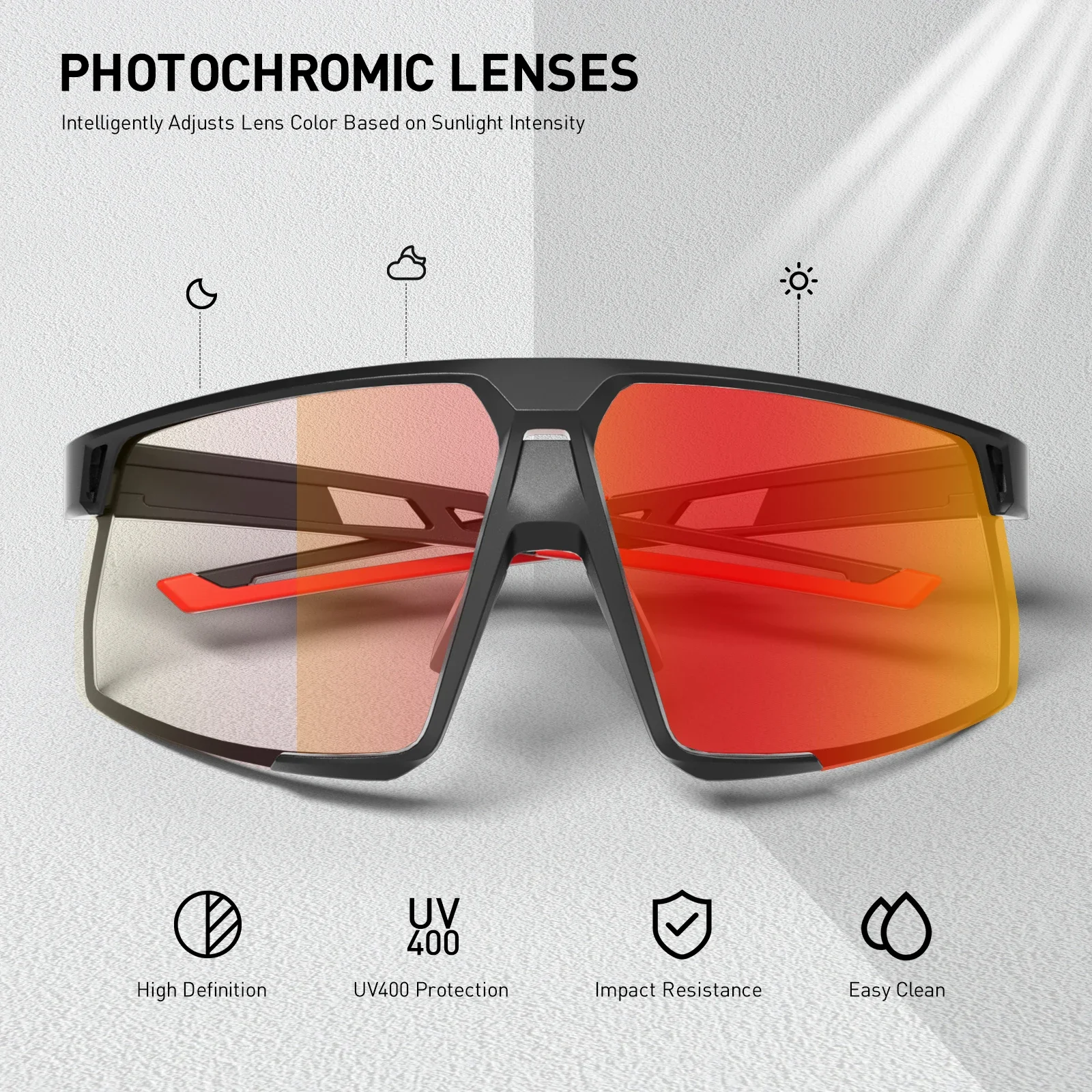 Kapvoe Goldene photochrome Fahrrad-Sonnenbrille für Herren, blaue Brille, ROT, Radfahrer, Berg, neue Fahrradbrille, Sportbrille