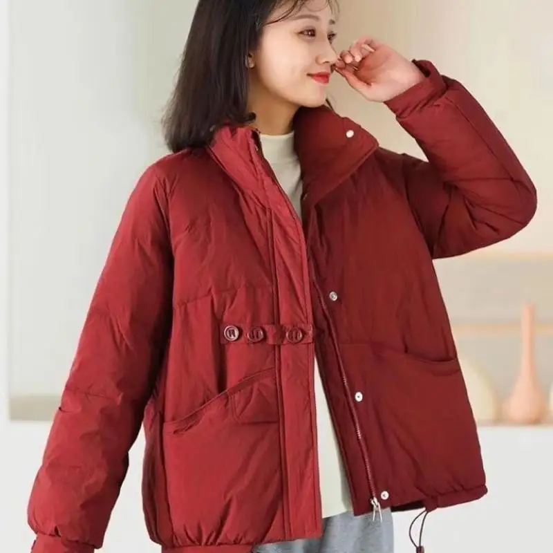 Women Winter Coat Ultra Light Duck Down Jacket Winter Coat Loose Warm Casual Solid  Parkas