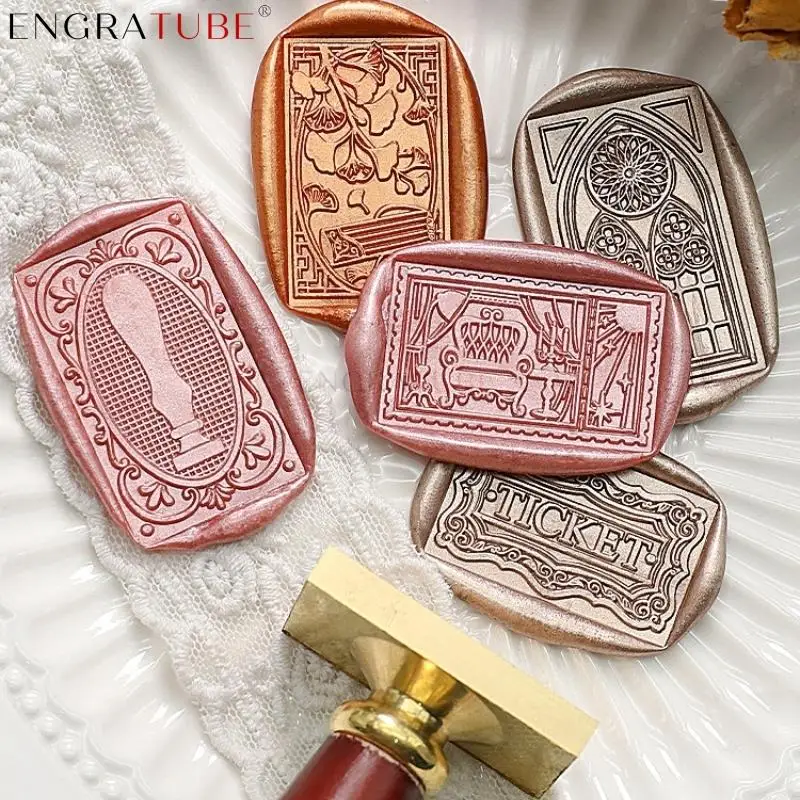 

Rectangular Wax Seal Stamp Castle Cabin Fuji Train Leaning Tower Camellias Rose DIY Gift Wedding Greeting Card Decoration Tools