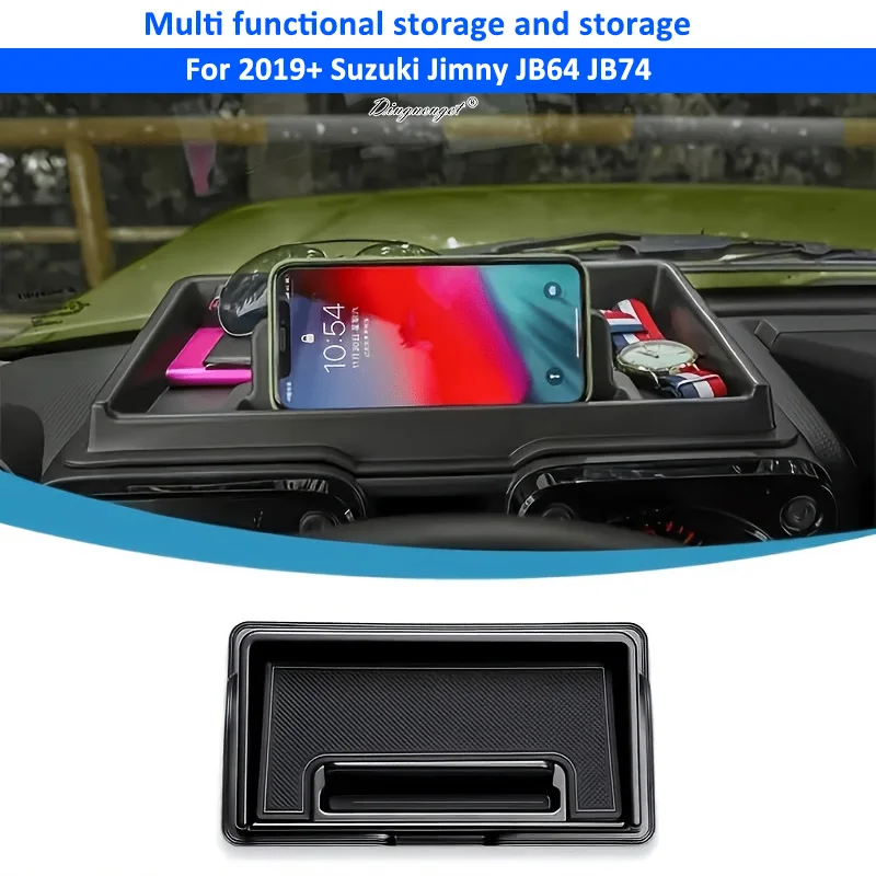 Center Console Storage Box with Phone Holder, Multifunctional Dashboard Organizer Tray for 2019+ Suzuki Jimny JB64/JB74
