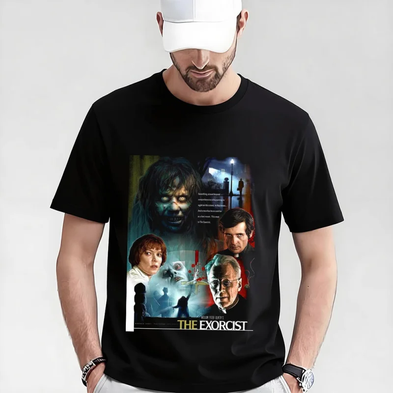 

Retro Horror Movie The Exorcist 0317 Sacry Halloween Gift t shirt Supernatural Darkness World Graphic Clothes Large size Tops