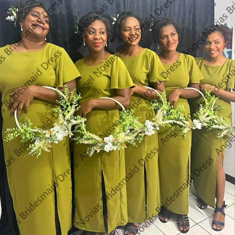 

Зеленые платья подружки невесты больших размеров с разрезом, роскошные свадебные платья для вечеринок, Vestido De Festa Elegante Feminino Luxo