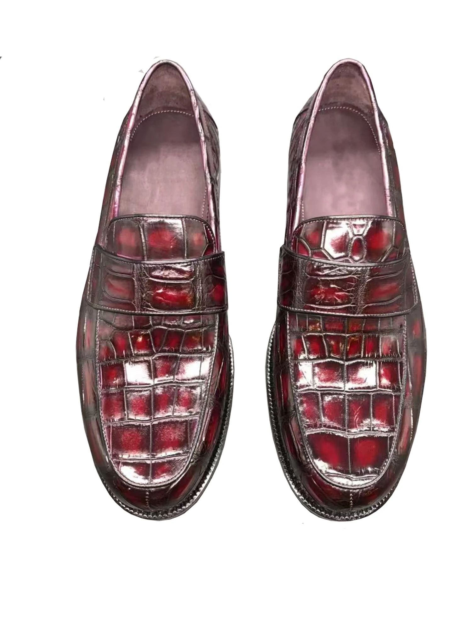 

yinshang new men leisure male crocodile shoe red male loafers wedding fahion shoes