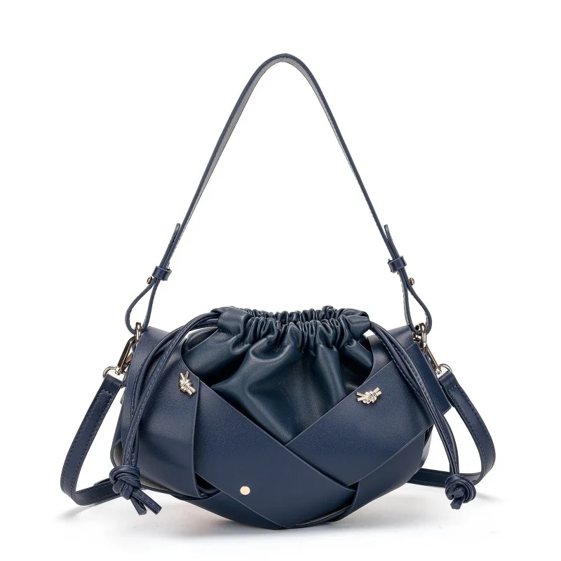 

Элитная кожаная женская сумка-облако с плиссировкой, корейская маленькая сумка через плечо, универсальная сумка для поездок на работу с регулируемым ремнем