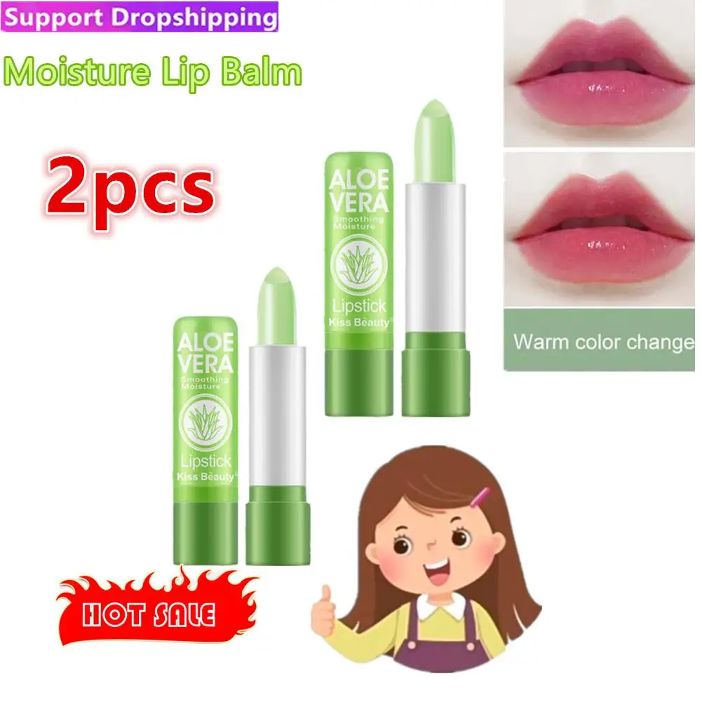 2 pz Aloe Vera rossetto cambia colore balsamo per le labbra idratante duraturo idratante impermeabile cambiamento di temperatura balsamo per le labbra