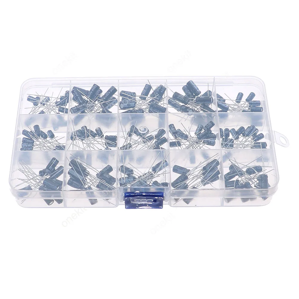 200pcs 15-Value Various Aluminum Electrolytic Capacitors Assorted kit 0.1uF-220uF Capacitors pack