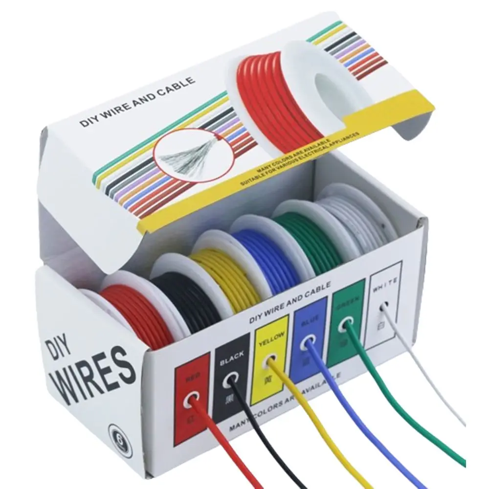 6 Colors AWG Electric Wire Tinned Copper Widely Utilized Silicone Stranded Electric Wires Solid Cable Electrical DIY