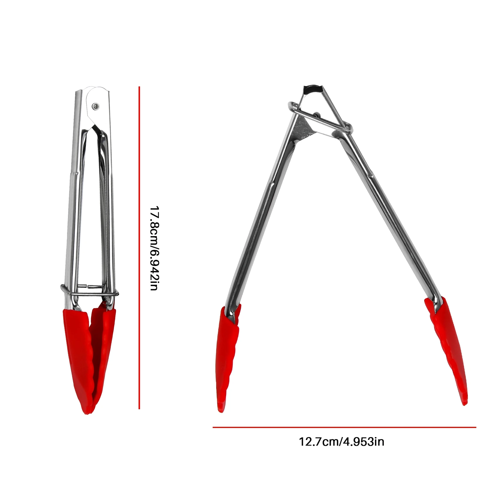 Exquisite-Small Tongs With Silicone Tips 7 Inch Kitchen Tongs – Set Of 3 - Perfect For Serving Food, Cooking, Salad, Grilling Re