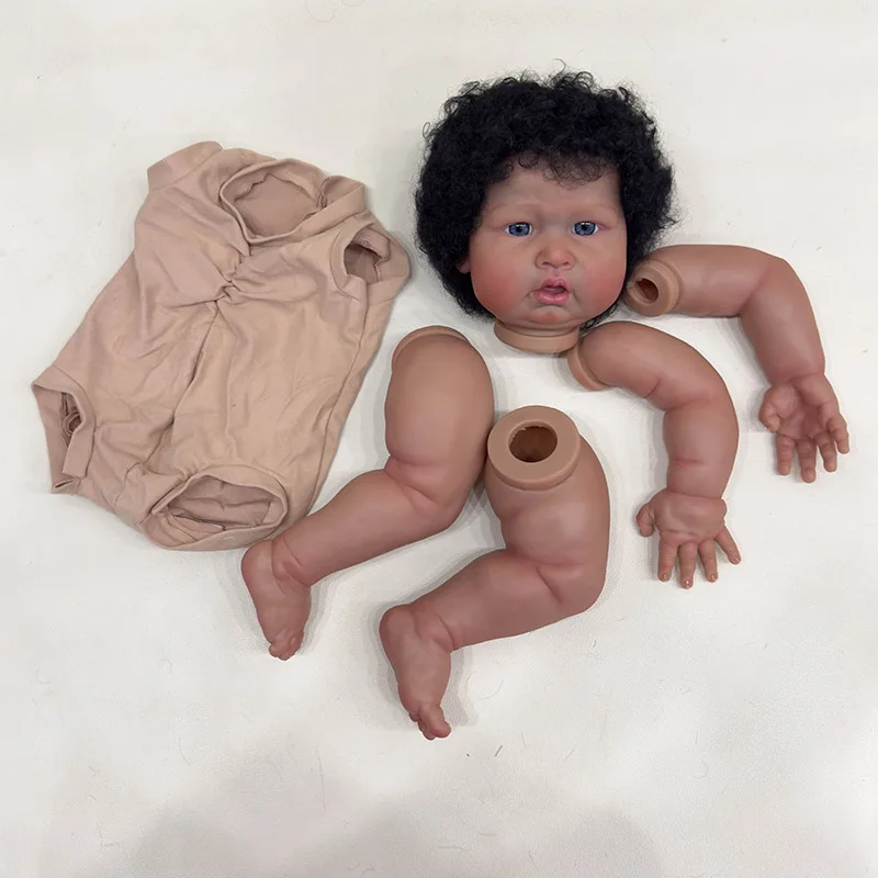 NPK 24 ''اليدوية الجلد الداكن نابض بالحياة تولد من جديد الطفل الأزرق العصفور رسمت بالفعل أجزاء الدمية لطيف هدايا عيد الميلاد