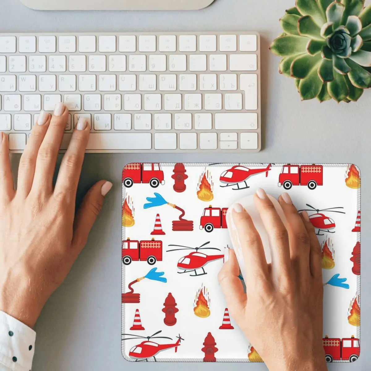 Red Transport Fire Truck Engine Brigade Mouse Pad Computer Keyboard Mouse Mat Gaming Laptop Desk Mat Office Table Mats