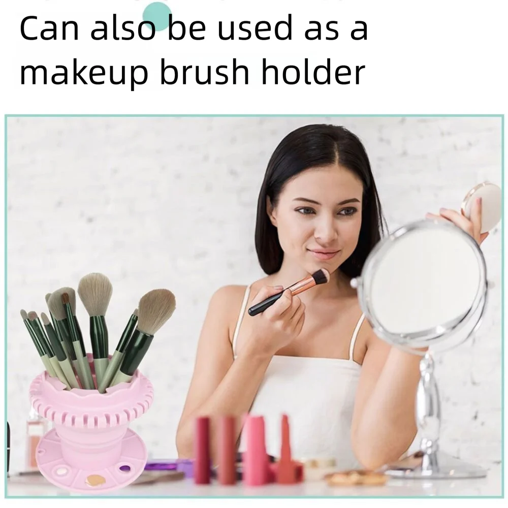 

Foldable Painting Brush Washer with Hanging Hole Non-slip 2-in-1 Brush Holder Suction Cup Bottom Palette Trays
