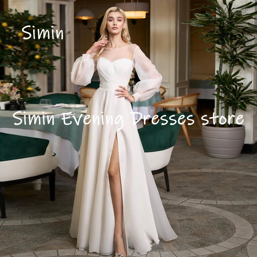 Simin Tulle A-line Boat Neck Ruffle Populer Formal Prom Gown Floor-length Evening Elegant Party dresses for women 2023