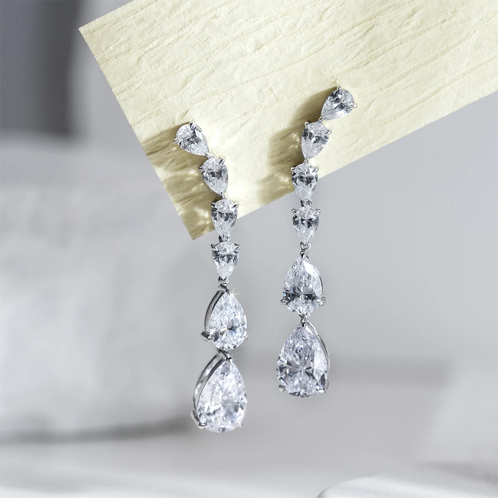 

Hot Selling MSE-734 925 Silver for Women Beautiful Pear Shape Lab Grown Diamond Earrings