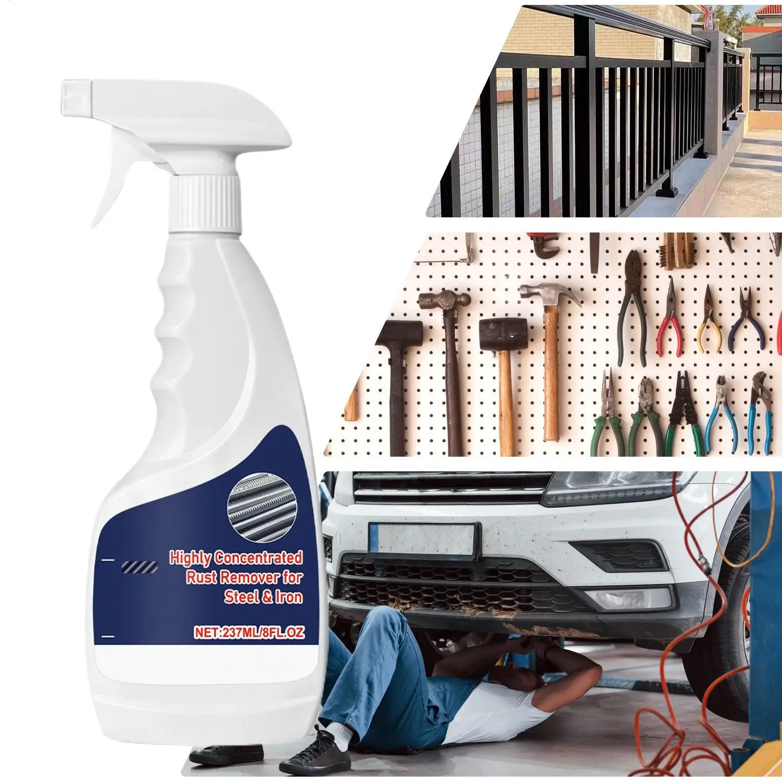 Spray Eliminador de Óxido para Autos de 237 ml, Eliminador de Oxidación de Hierro de Acción Rápida, Restaura el Brillo, Seguro para Varias Superficies como Fregaderos y Hornos de Metal
