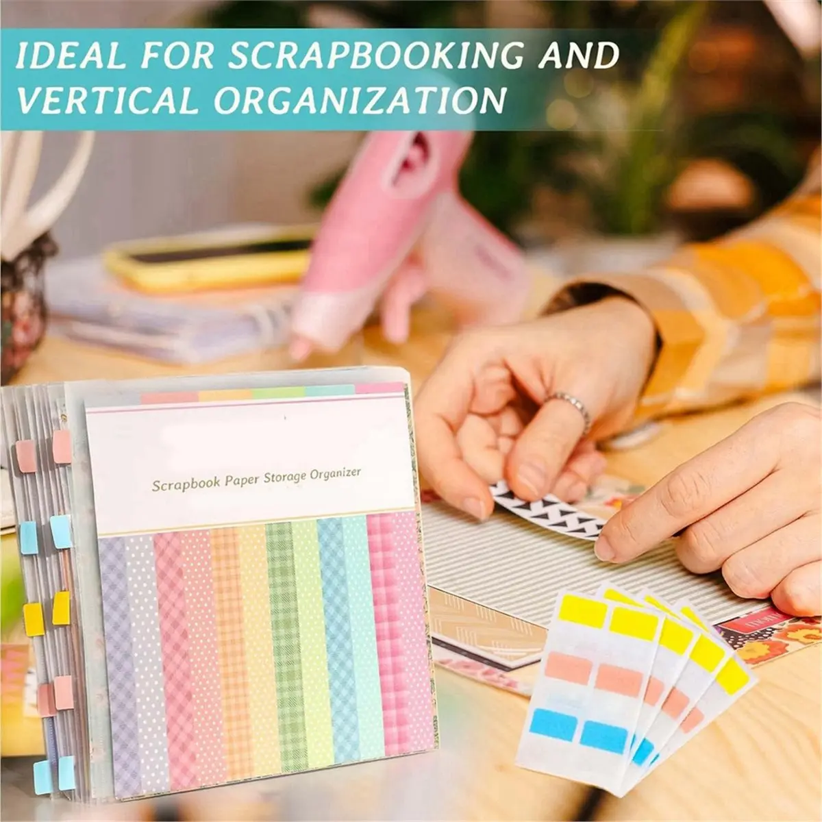 Scrapbook Paper Storage Organizer Paper Storage Organizer Sticky Index Tabs Holds Scrapbooking,Cardstock,Vinyl Paper