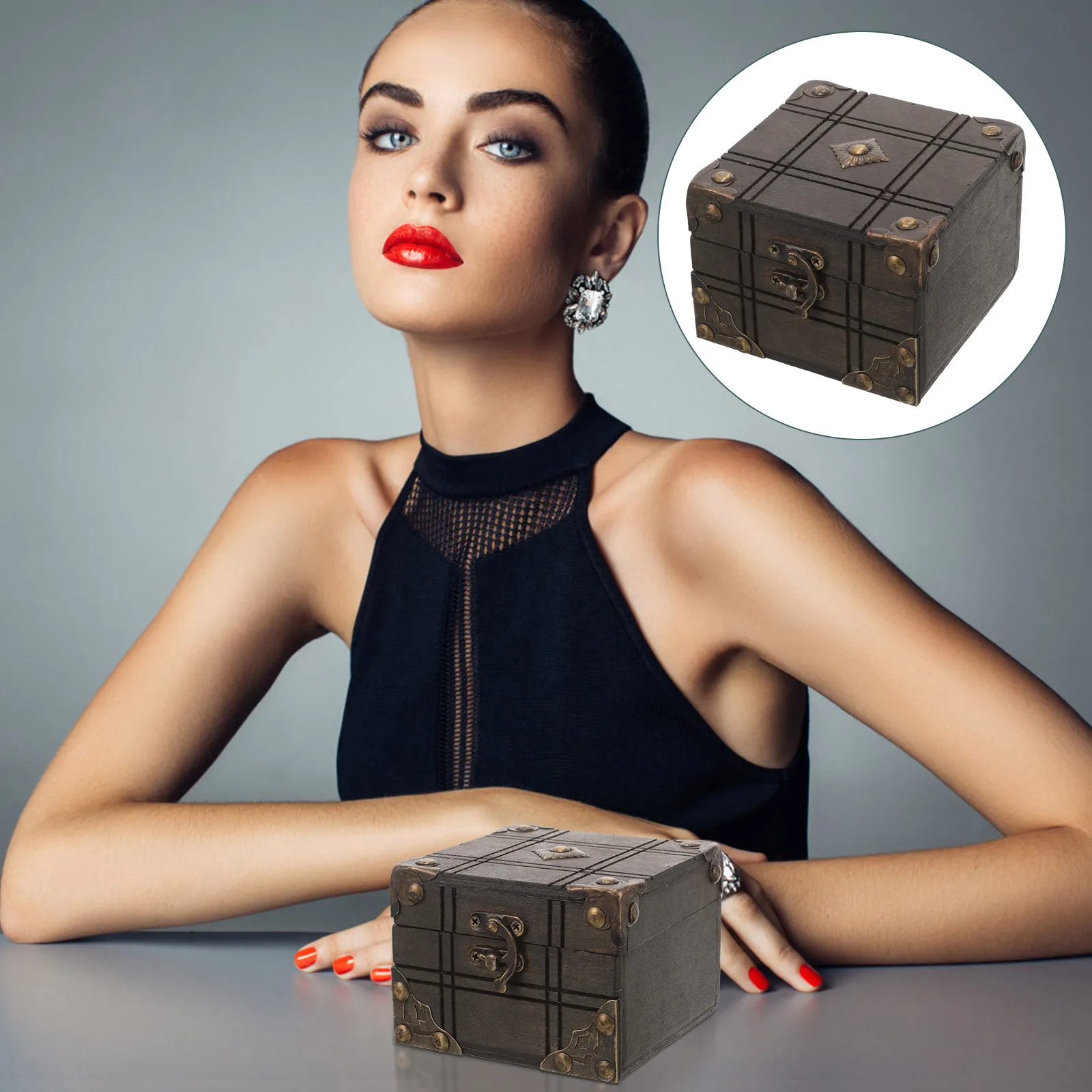 

Vintage European Style Wooden Jewelry Box For Rings Crystals Earrings Trinkets Storage Organizer Sundries Container Retro