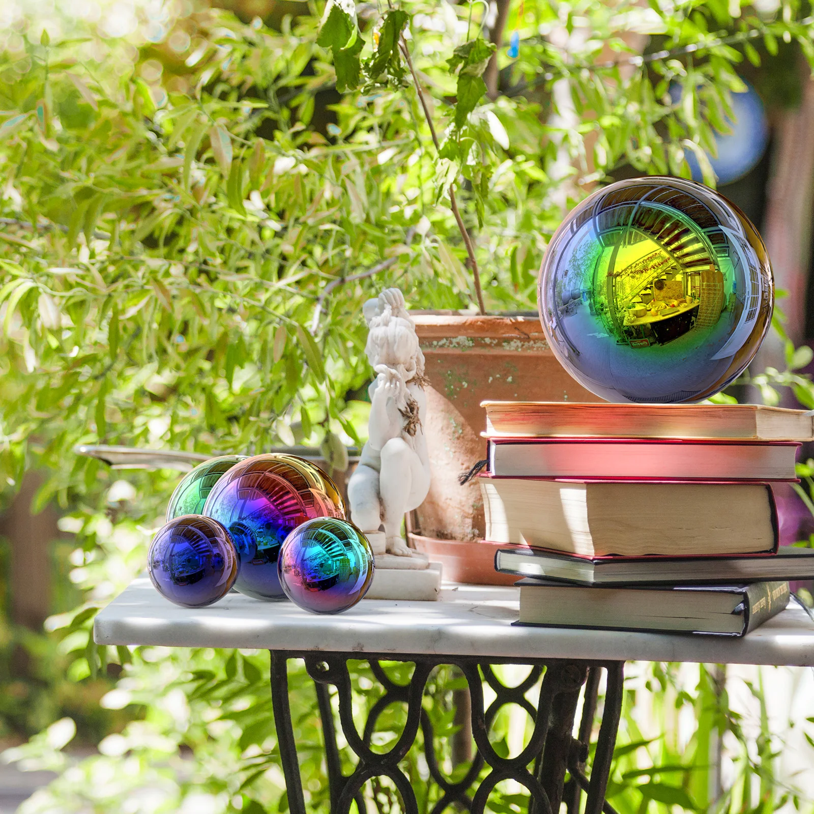 

6pcs Stainless Steel Mirror Globe Reflective Garden Sphere Decorative Ornament Shiny Light Portable Photography Prop Unique Gift