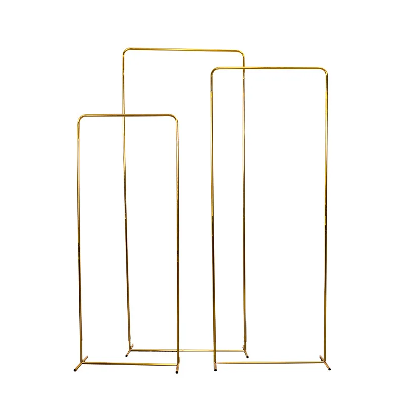 

3 pcs/set Gilded Wedding Arch Iron Screen Arches Gold Plated Frame Wedding Backdrop Decor Props Geometry Artificial Flower Stand