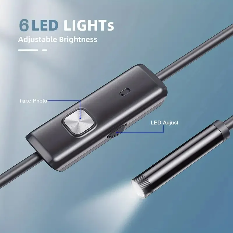 New 8mm Endoscope Camera 1080P HD USB Endoscope With 8 LED 1/2/5M Flexible Cable Waterproof Inspection Borescope for Android PC