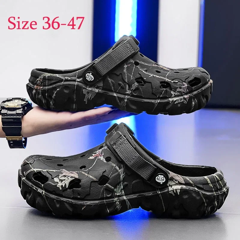 40-47 Summer Couples Sandals Men Outdoor Garden Clogs Hole Male Casual Shoes Fashion Water Shoes Comfort Home Soft Slippers image 2