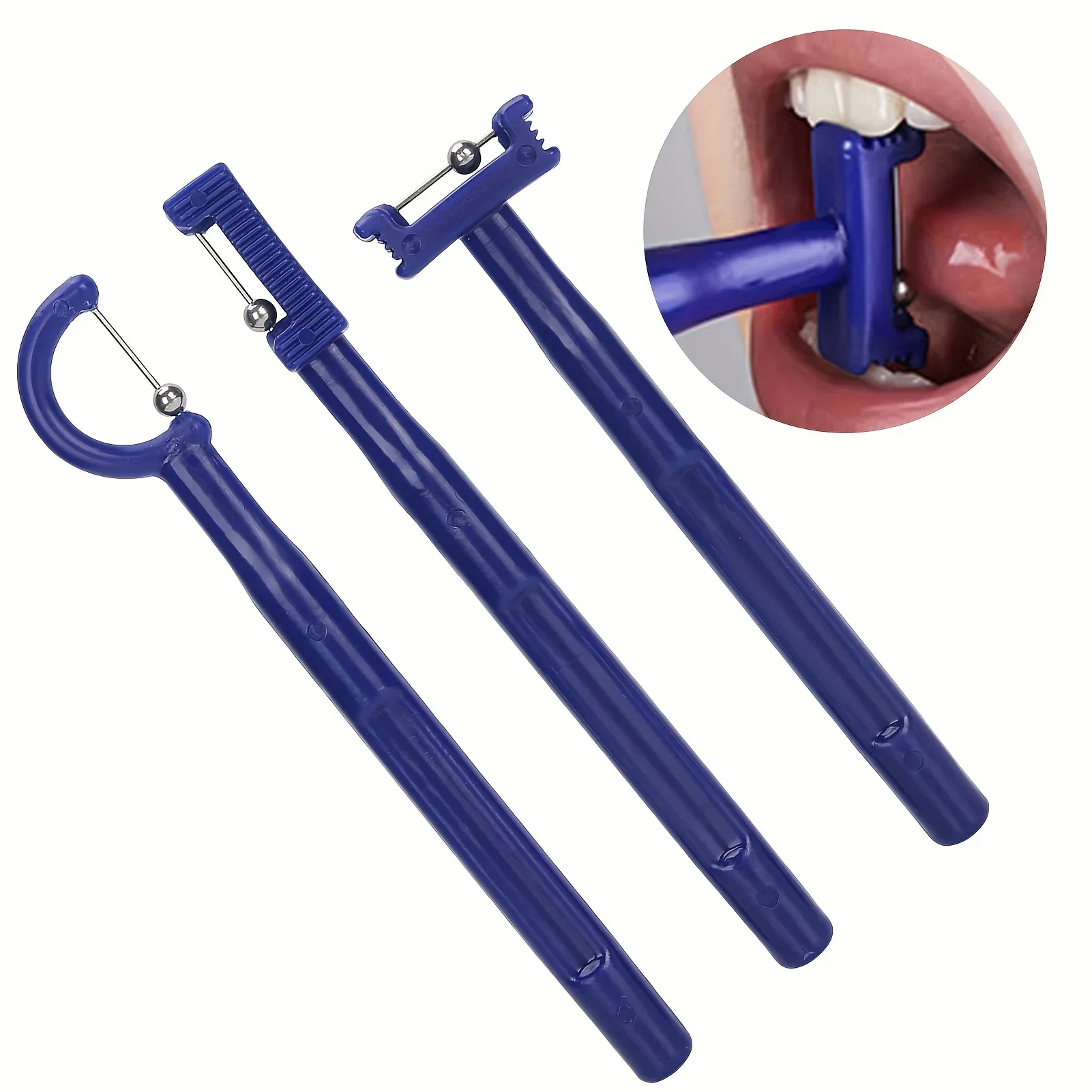 3pcs Tongue Muscle Trainers Blue Tongue Tip Exercise Tools Tongue Tip Lateralization Lifting Oral Muscle Rehabilitation Training