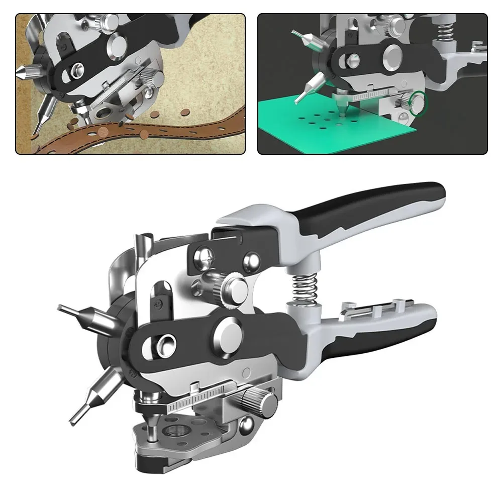 

Adjustable Hole Punch Tool Labor-Saving Belt Hole Puncher Circular Hole Punch Pliers Multiple Hole Sizes for Belts/Watches