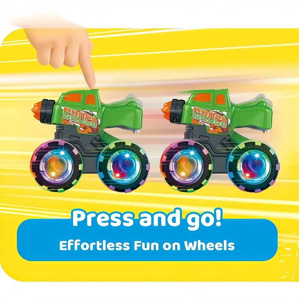 Carro de Brinquedo com Luz e Movimento - Carro de Fricção com Rodas LED Piscantes, Presente Legal para Meninos e Meninas