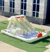 Customized PVC Pastel Inflatable Water Slide With Splash Pool for Kids Modern Bounce House Backyard Water Bouncy Castle