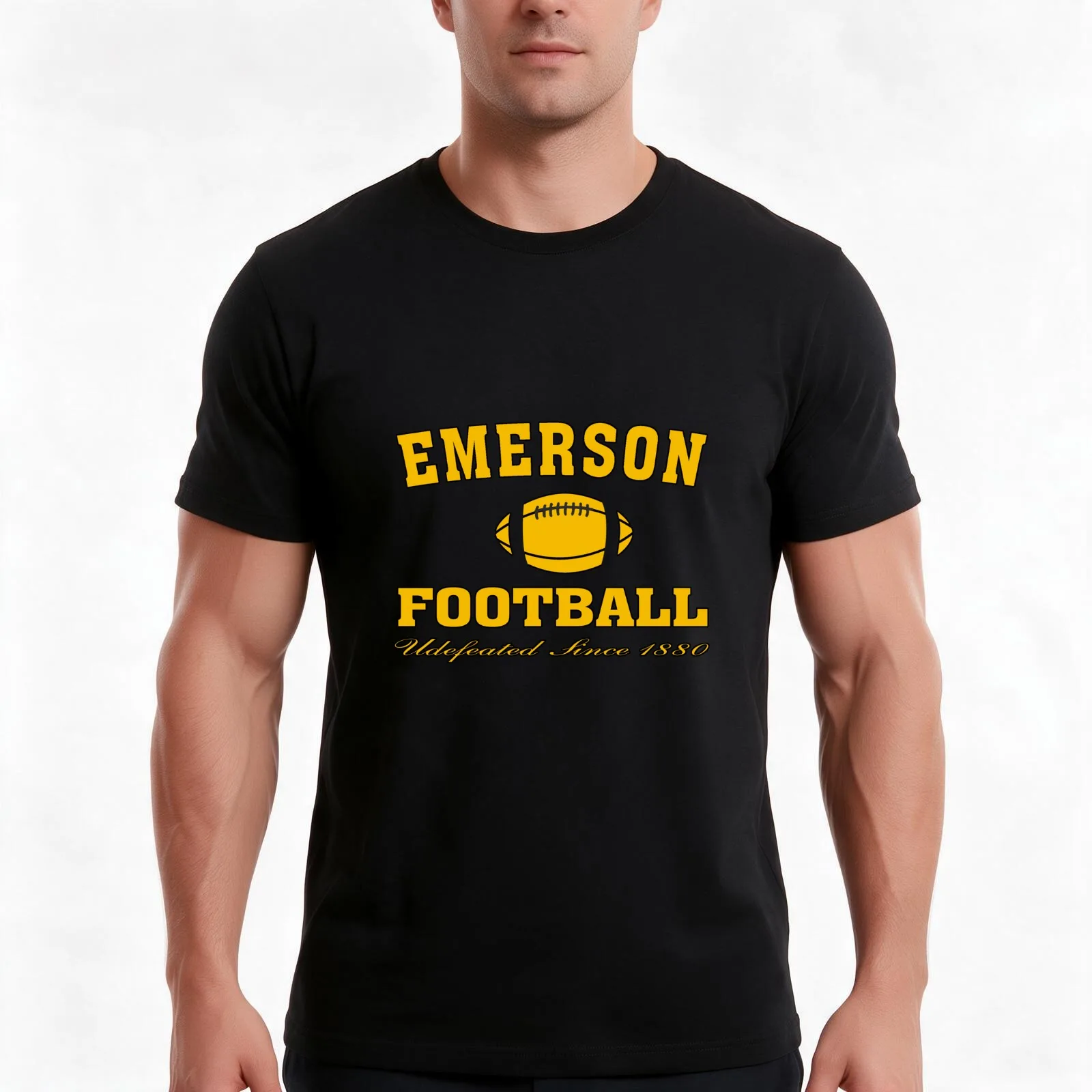 EMERSON FOOTBALL, vintage undefeated college T-Shirt, Summer Casual Cotton Tee, Oversized Streetwear Tops, Vintage Graphic Print
