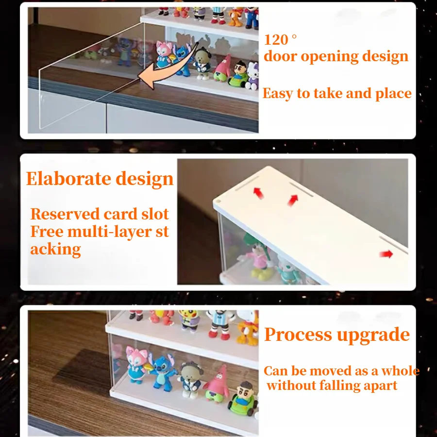 1/2/3 layers, stacked multiple layers, can be opened for dustproof display box, gift building block figurine doll