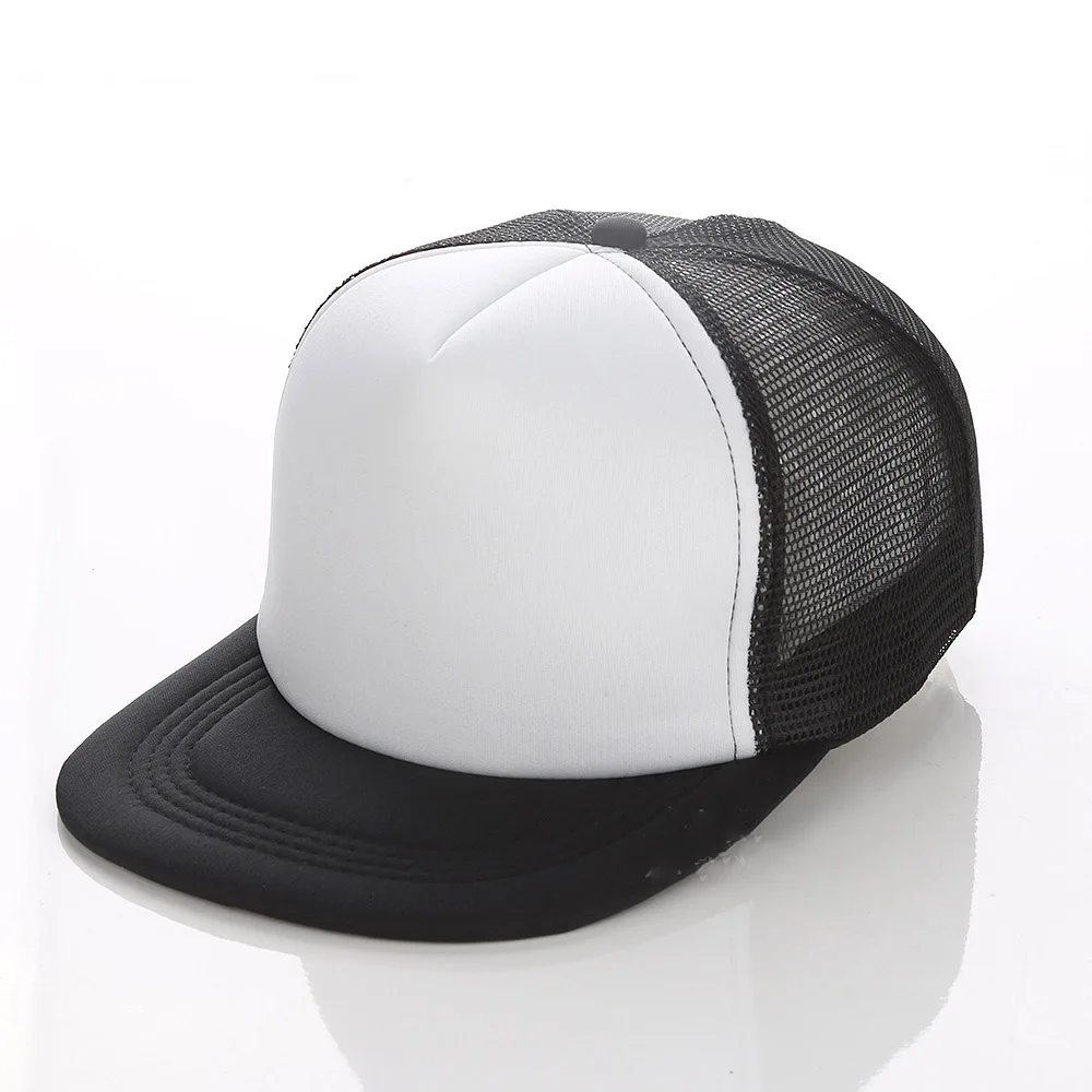 Summer Custom Logo Mesh Hats Men's Flat Brim Trucker Hat Cheap Breathable Adjustable Baseball Cap Women Outdoor Snapback Sun Hat