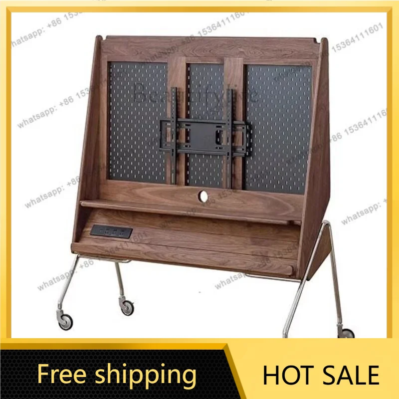 PG household small apartment solid wood removable TV cabinet medieval bedroom retro style living room floor TV rack