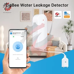 Zigbee eWeLink czujnik poziomu wody inteligentny domowy detektor alarmu wycieku wody czujniki przepływu Alarm powodziowy ochrona przed przepełnieniem