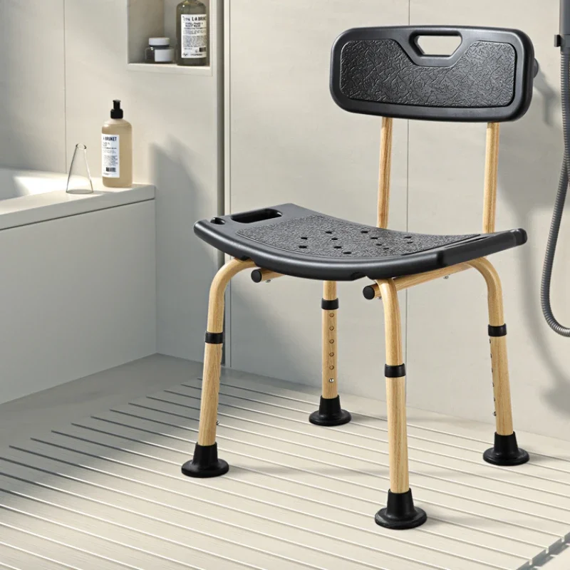 Aviation Aluminum Alloy Bath Stool - 6-Position Adjustable Shower Chair for Pregnant Women and Elders, Backrest Bathroom Chair