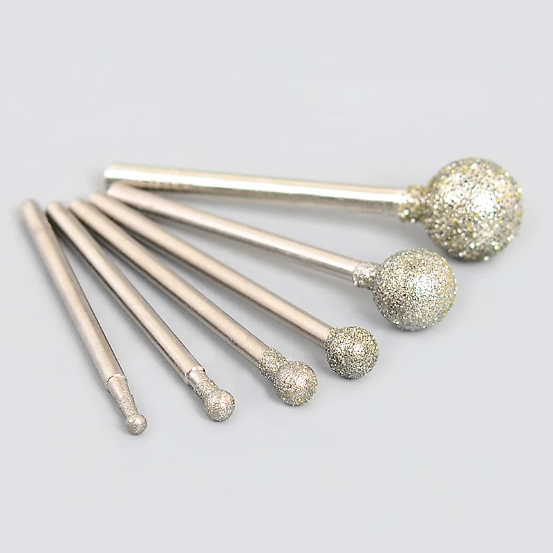 Spherical Diamond Grinding Point F Needle,2.35/3mm Shank,for Burrs Engraving Rotary Tools,60 Grit