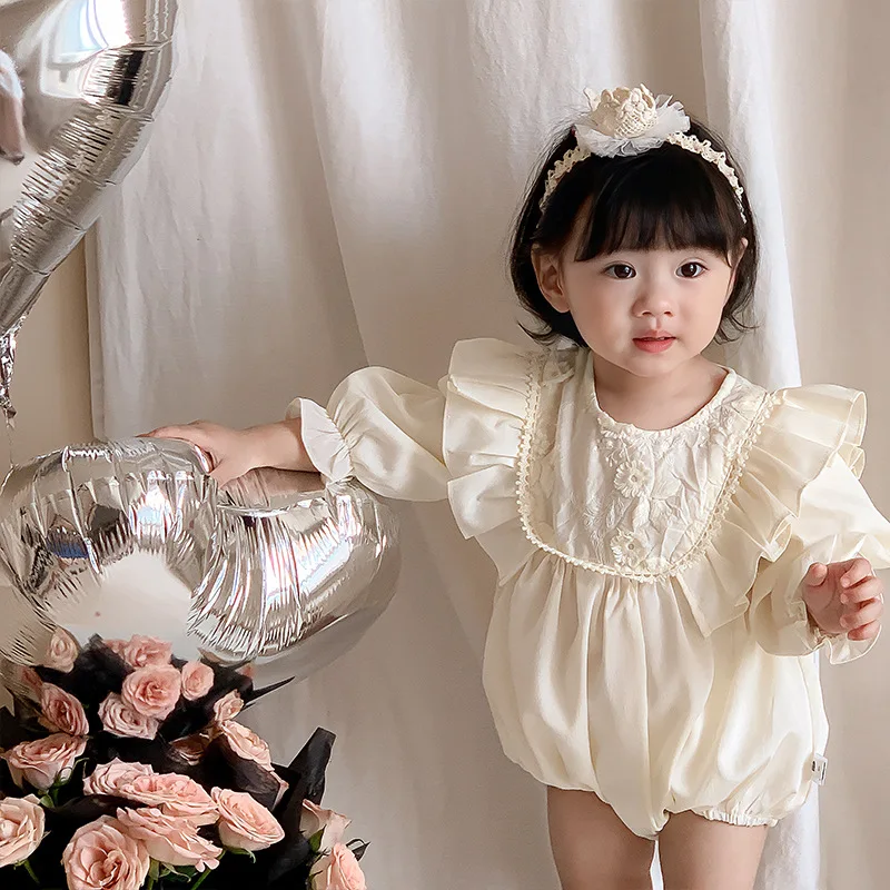 

Baby Onesie Baby Girl Clothes Newborn Princess Fart Coat Full Moon Year Old Dress 2025 Autumn New