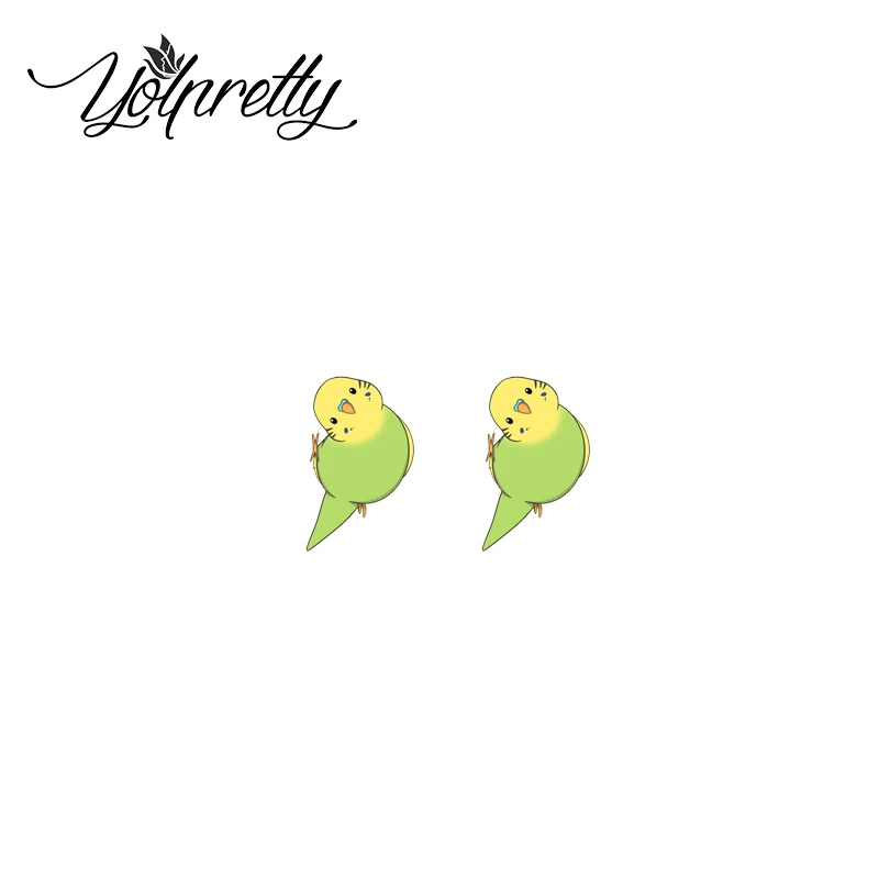 2022 New Arrival Happy Funny Caique Parrots Cute Birds Epoxy Stud Earrings Handcraft Acrylic Resin Earrings