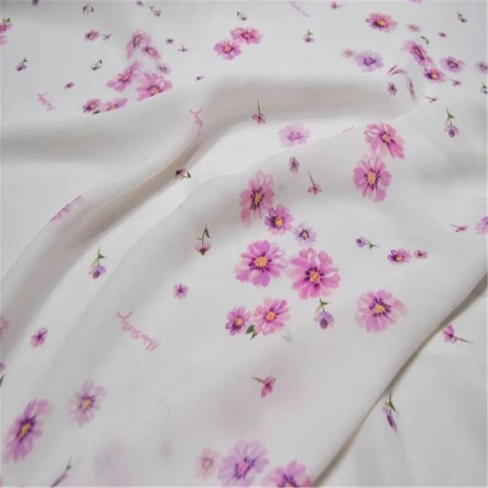 Natural Comfortable Small Flower Printed Silk Cotton Fabric Breathable for Wife Elegant Summer Dress