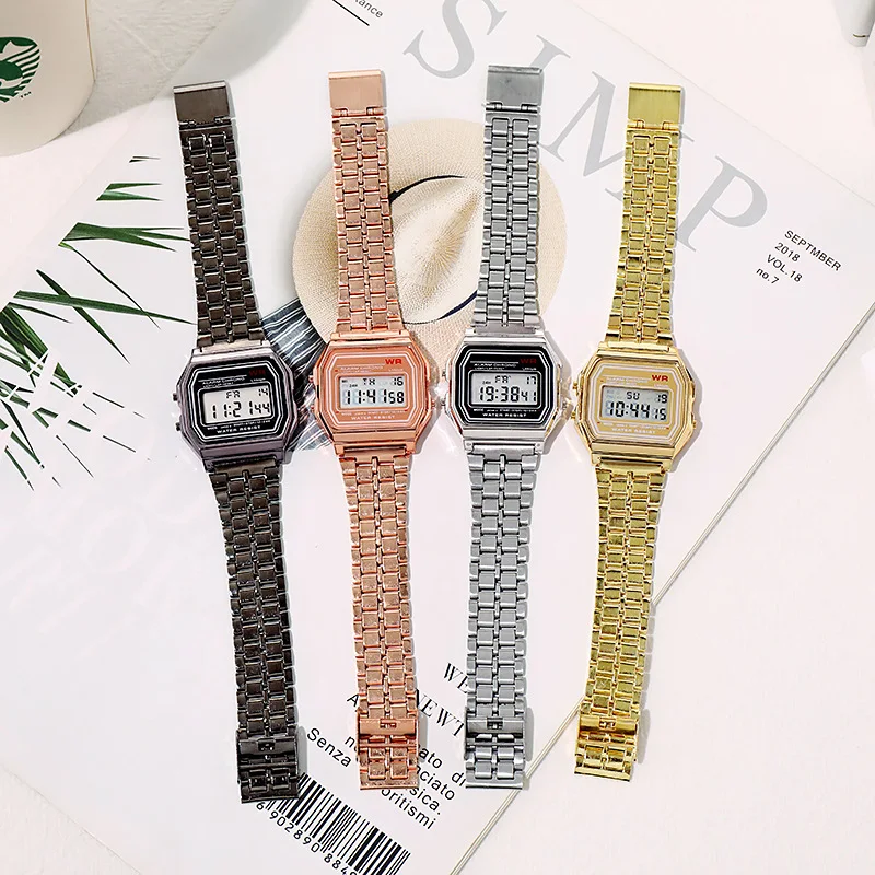 Luxury F91W Women Watch Girls Retro Digital Stainless Steel Sports Military Watches Men Electronic Wristwatch Clock reloj mujer