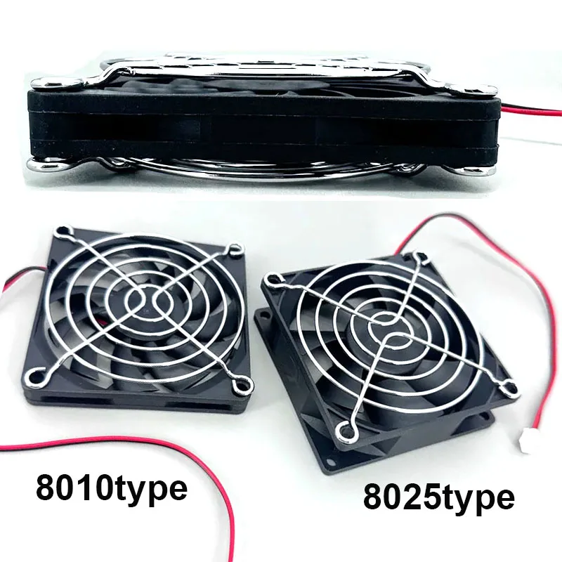 

8cm Cooling Fan with Fan Grills 80mm 5V 12V 24V 8010 8025 DC Brushless Cooling Fan For Computer Case Fan