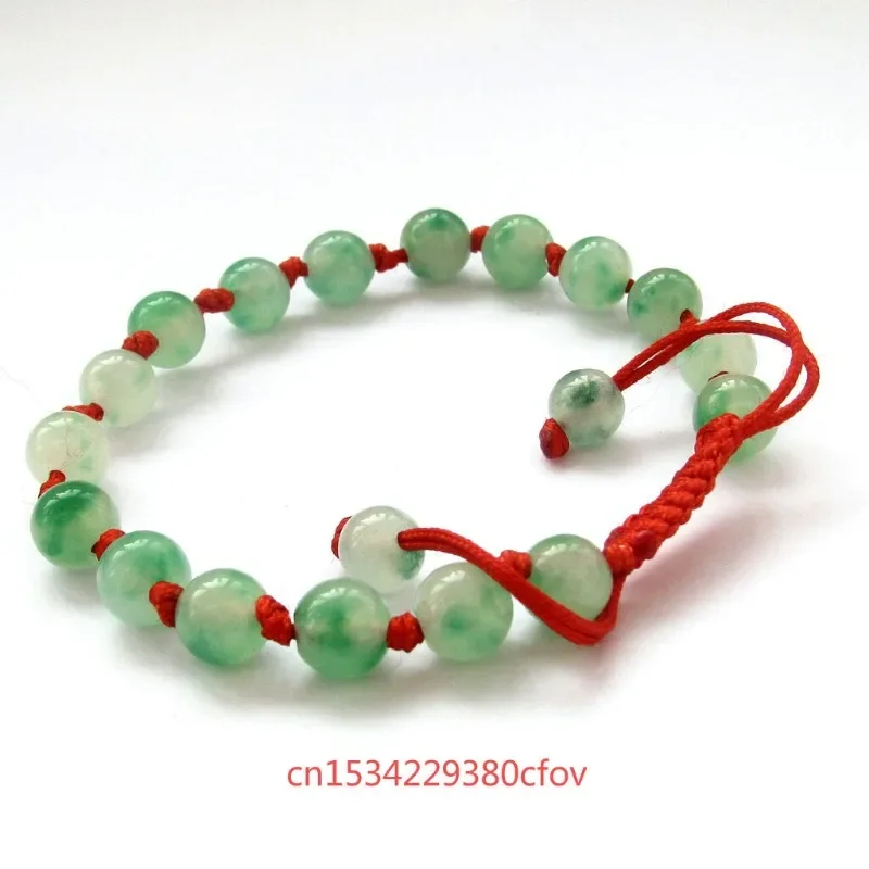 Customized Green jade Emerald 8MM Beads Hand Knotting Bracelet Accessories DIY Jewellery Fashion Man Woman Luck Amulet New