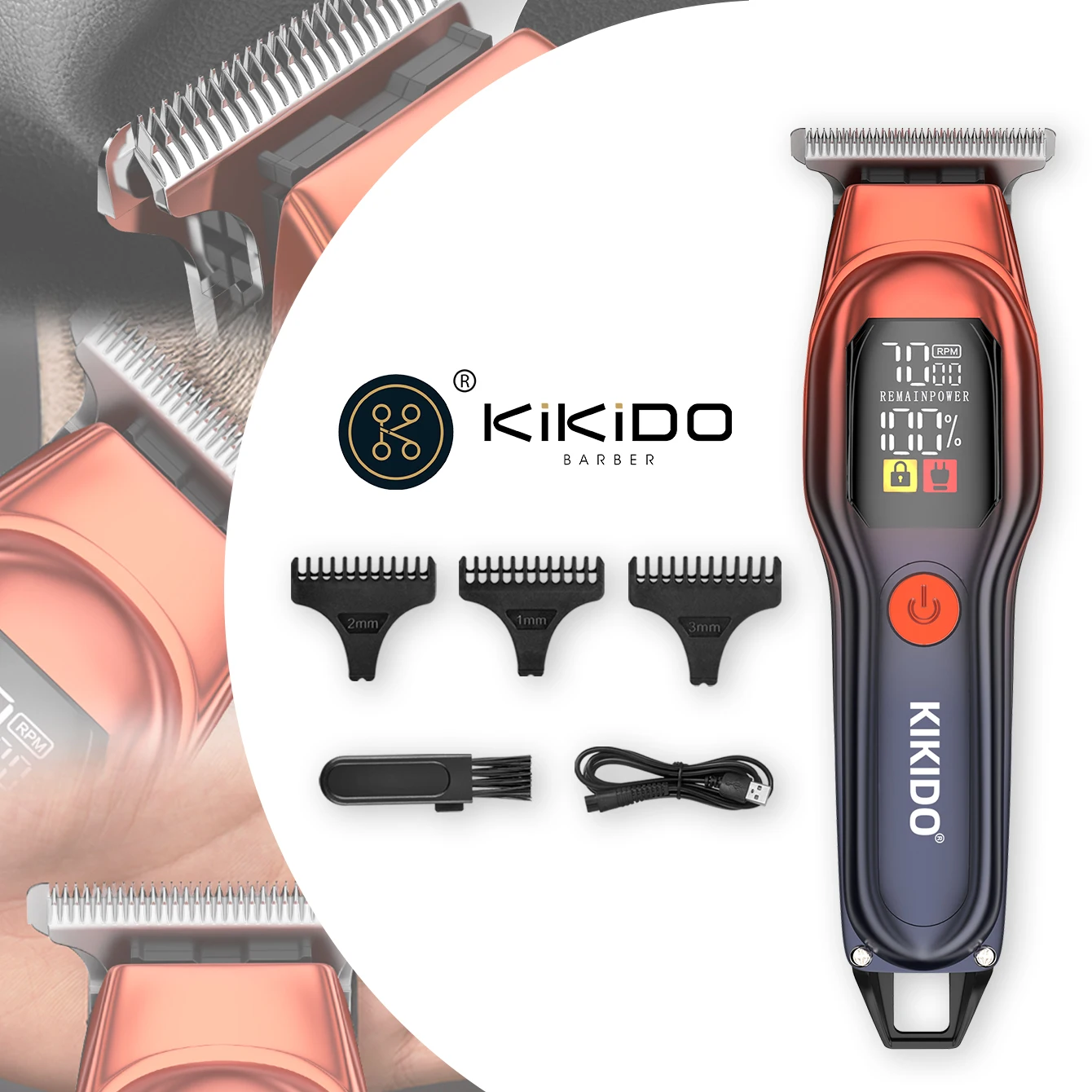 KIKIDO Electric Hair Trimmer Mini Rechargeable Hair Clipper Professional Beard Trimmer Hair Cutting Machine for Men 7000 RPM