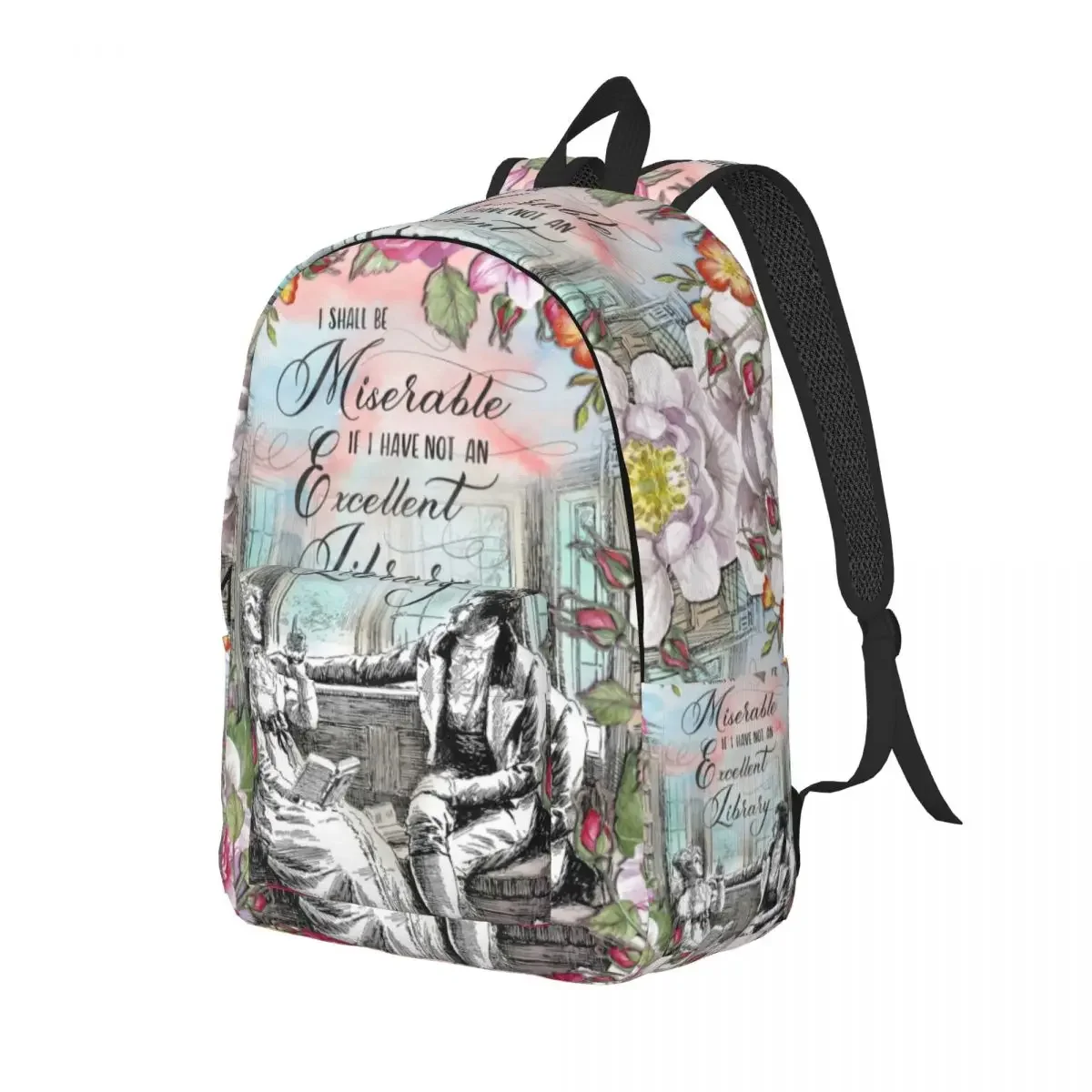 Jane Austen Pride And Prejudice Travel Canvas Backpack Women Men School Laptop Bookbag College Student Daypack Bags