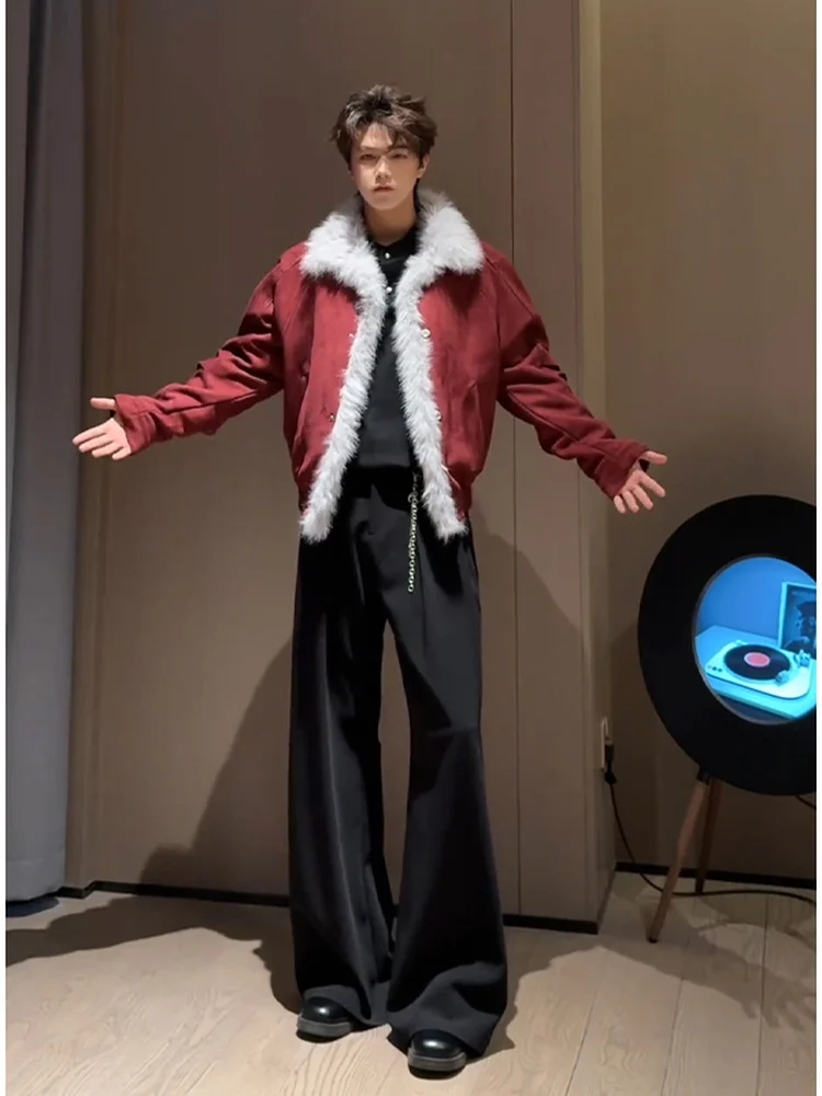 

Cleanfit Men's Bla Bell Bot Pants Autumn Winter Drapey Fce Lined Long Casual Pants Visual Lengthening Leg Effect