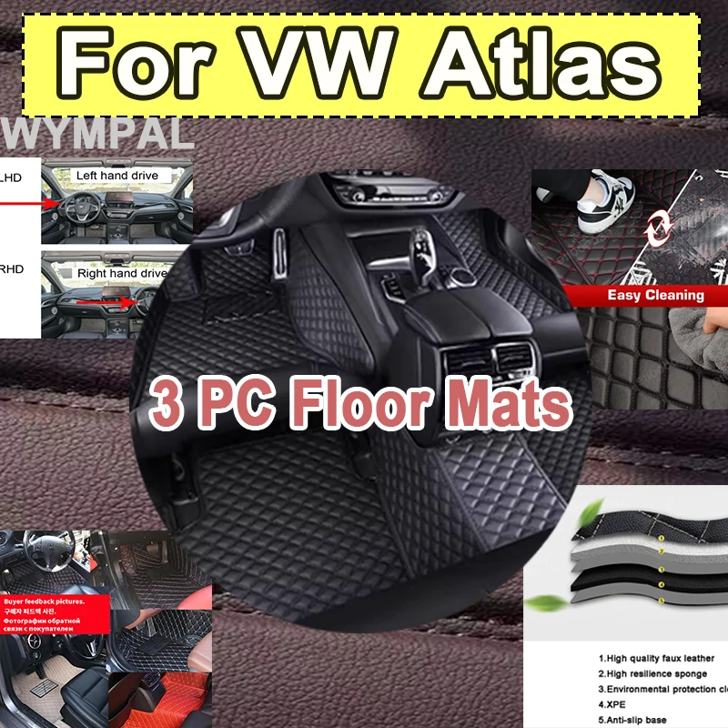 

Роскошные автомобильные коврики для VW VW Atlas Teramont CA1 2017 ~ 2022 Запчасти для салона автомобиля Коврик Кожаный коврик Автомобильные аксессуары Защита